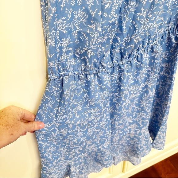 Joie Women’s Blue Microfloral Ruffle Flounce Sleeveless Keyhole Cutout Dress XS - Picture 6 of 11